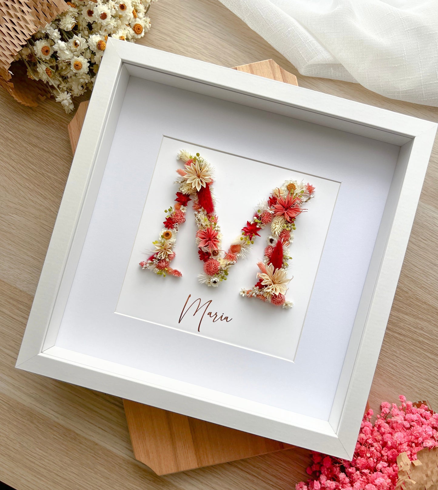 Baby Keepsake Frame with Preserved Flowers – Personalized Gift 30x40