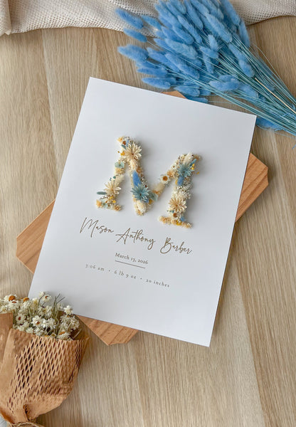Baby Keepsake Frame with Preserved Flowers – Personalized Gift 30x40