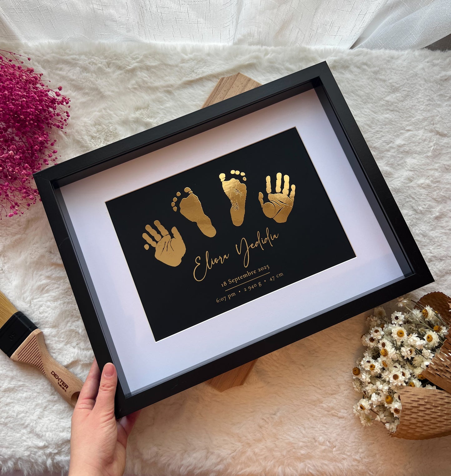 Gold Foil Baby Hand & Footprint Frame – Timeless Newborn Keepsake