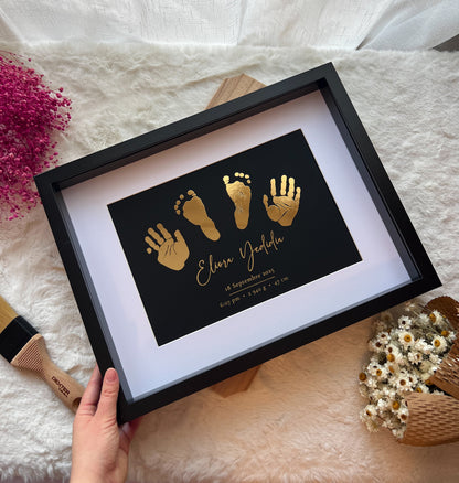 Gold Foil Baby Hand & Footprint Frame – Timeless Newborn Keepsake