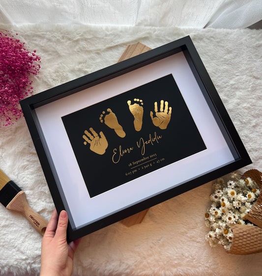 Gold Foil Baby Hand & Footprint Frame – Timeless Newborn Keepsake