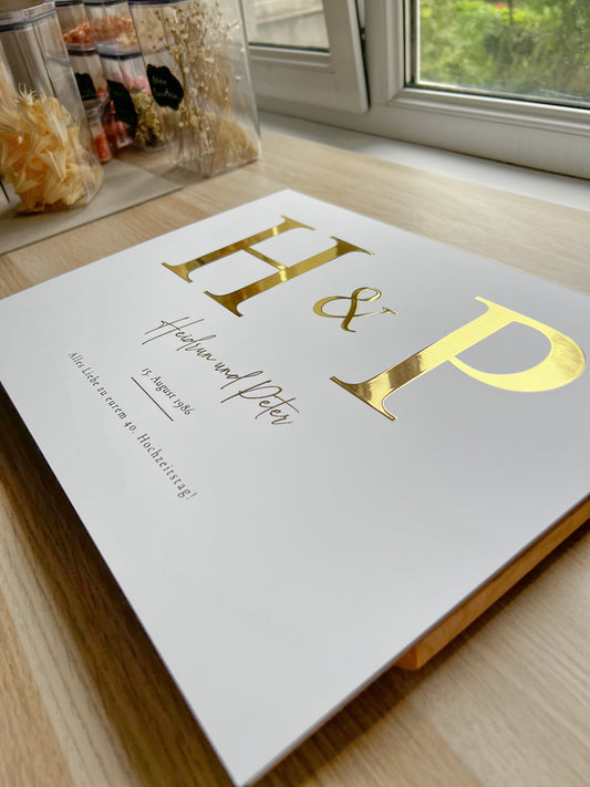 Elegant Two-Letter Initial Frame – Personalized Wedding & Anniversary Keepsake with Gold Foil 30x40