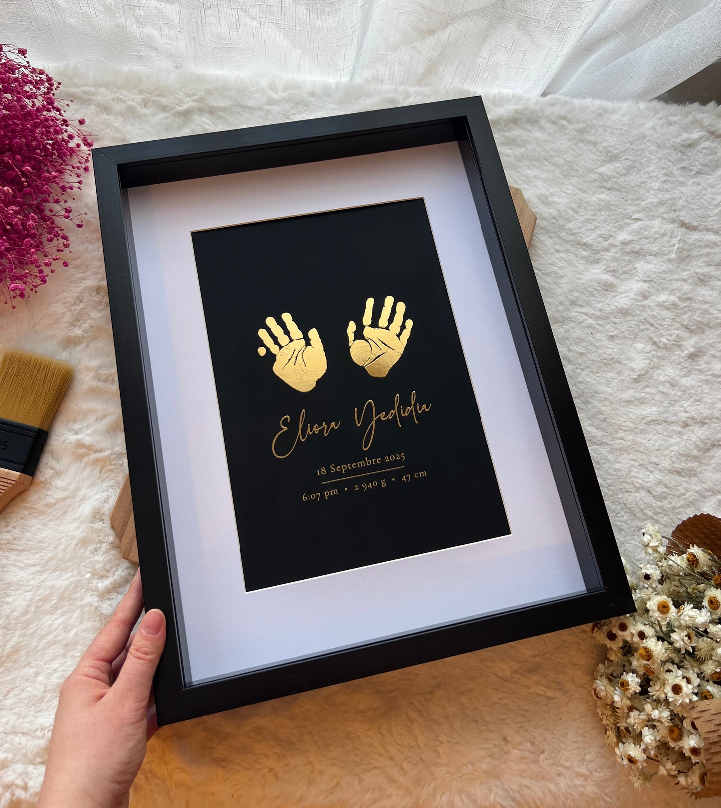 Gold Foil Baby Handprint Frame
– Personalized Keepsake Gift