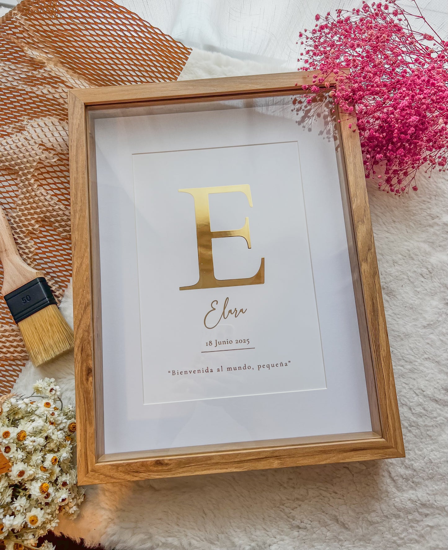 Gold Foil Baby Initial Frame – Personalized Newborn Gift 30x40