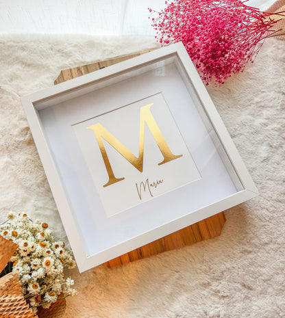 Gold Foil Baby Initial Frame
 – Luxury Handmade Keepsake 30x30