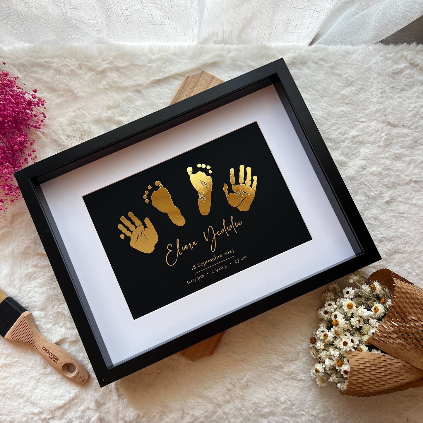 Gold Foil Baby Hand & Footprint Frame – Timeless Newborn Keepsake