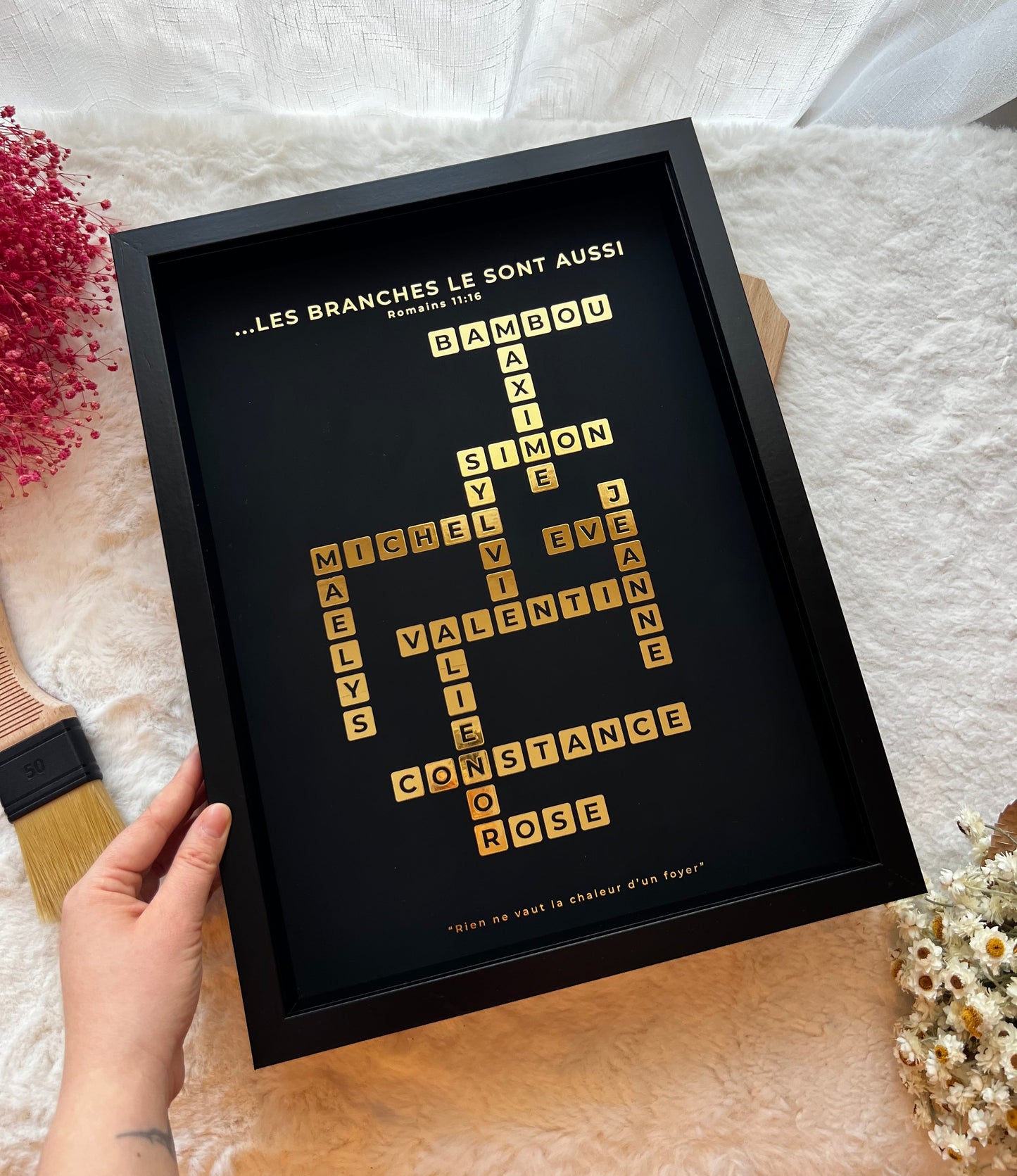 Gold Foil Family Scrabble Frame – Personalized Keepsake Gift 30x40
