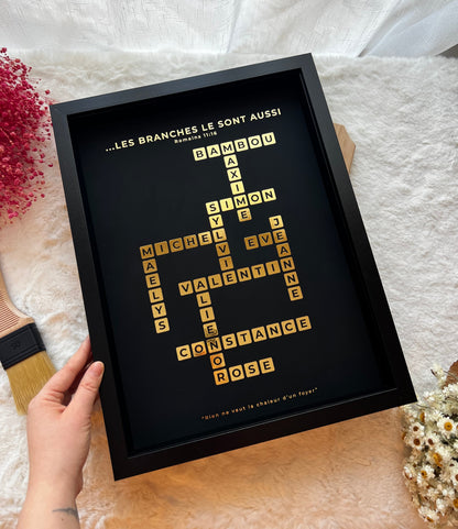 Gold Foil Family Scrabble Frame – Personalized Keepsake Gift 30x40