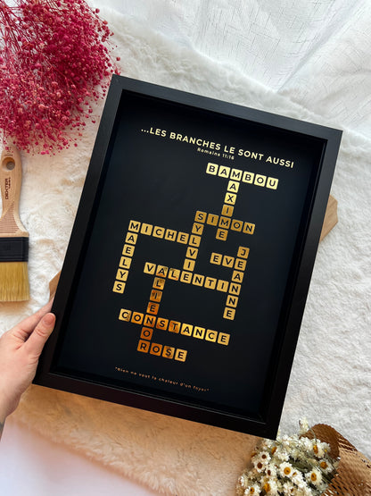 Gold Foil Family Scrabble Frame – Personalized Keepsake Gift 30x40
