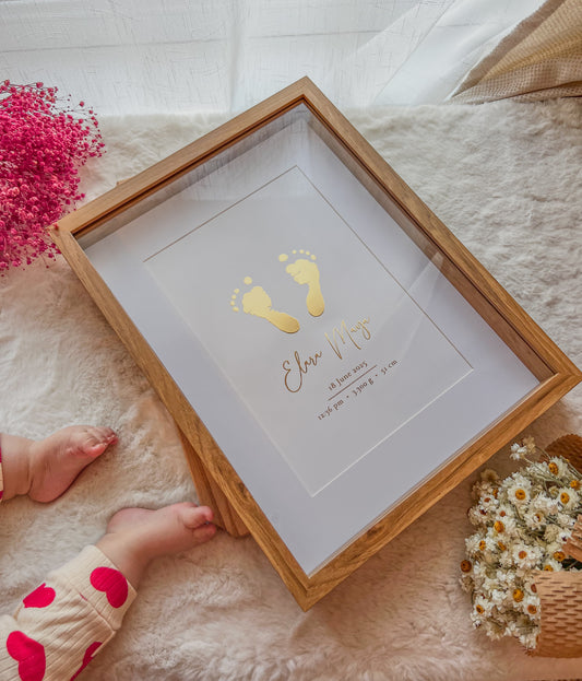 Gold Foil Baby Footprint Frame – Personalized Keepsake Gift